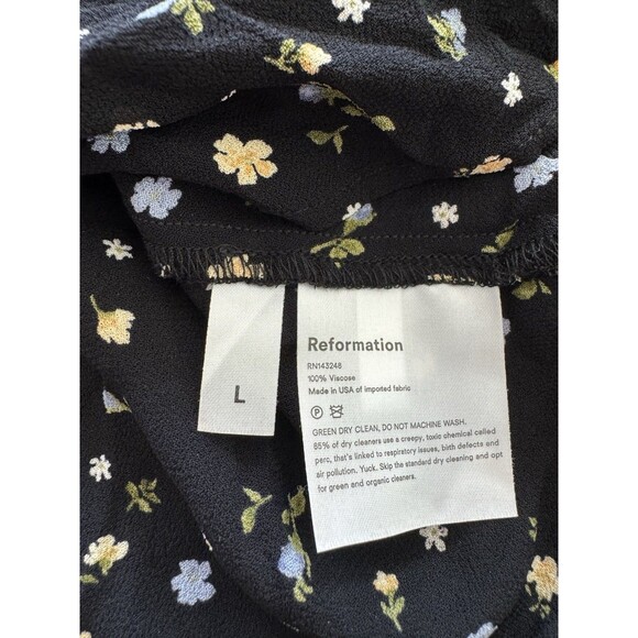 Reformation Black Floral Sheer Lansky Violet Button Up Shirt Size Large Feminine - Picture 9 of 9